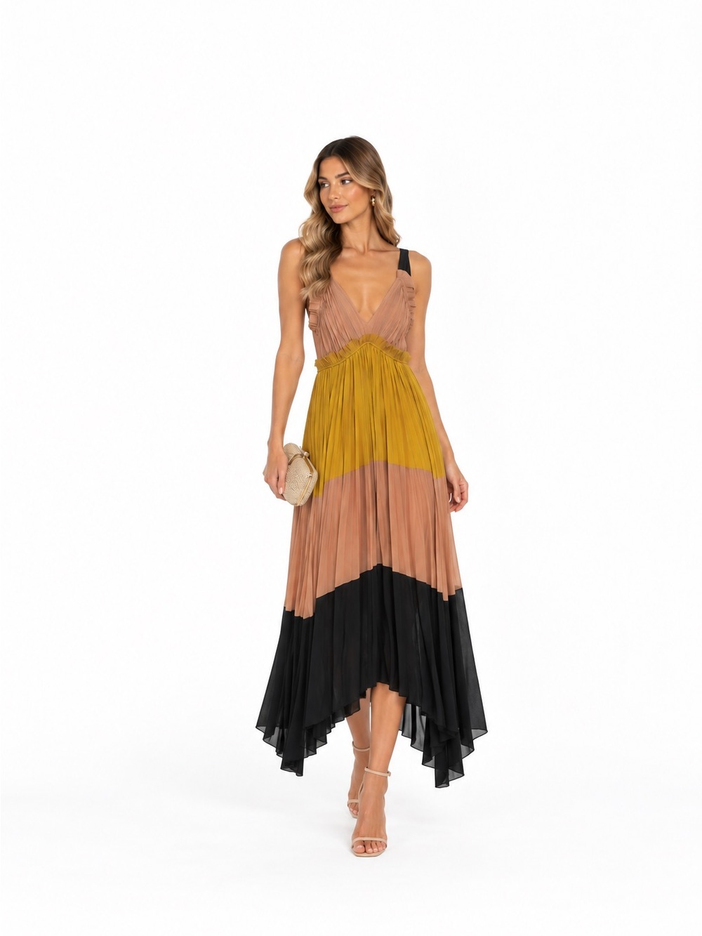 Ulla Johnson Gisella Colorblock Pleated Maxi Dress – Size 2 | NWT | $745 Retail